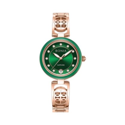 Bonia Elegance 3 Top Rings Set BNB10866-2597S Green Dial Color Women Watch